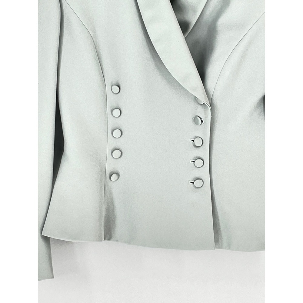 Vtg Kasper for A.S.L. Women Blazer 4 Peplum Shawl Collar Gray Double Breasted - Picture 3 of 11